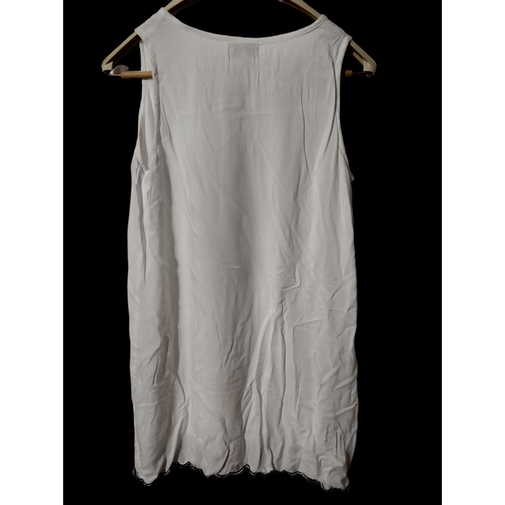 Chic Connection White with Navy Embroidery Bohemian Sundress sz S - Picture 2 of 7